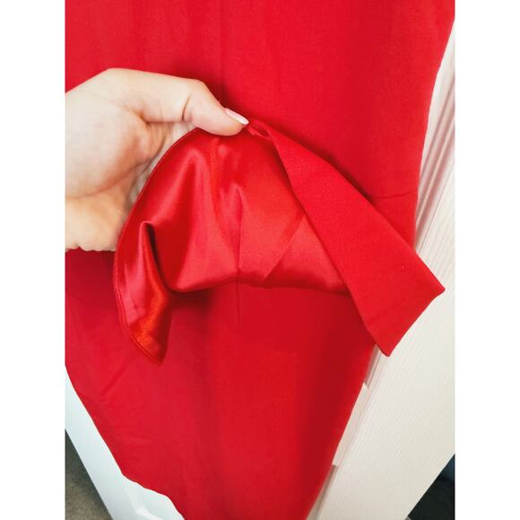 Carmen Marc Valvo Red Peplum Sheath Dress Square Neck Small Event Cocktail Glam - Picture 6 of 8